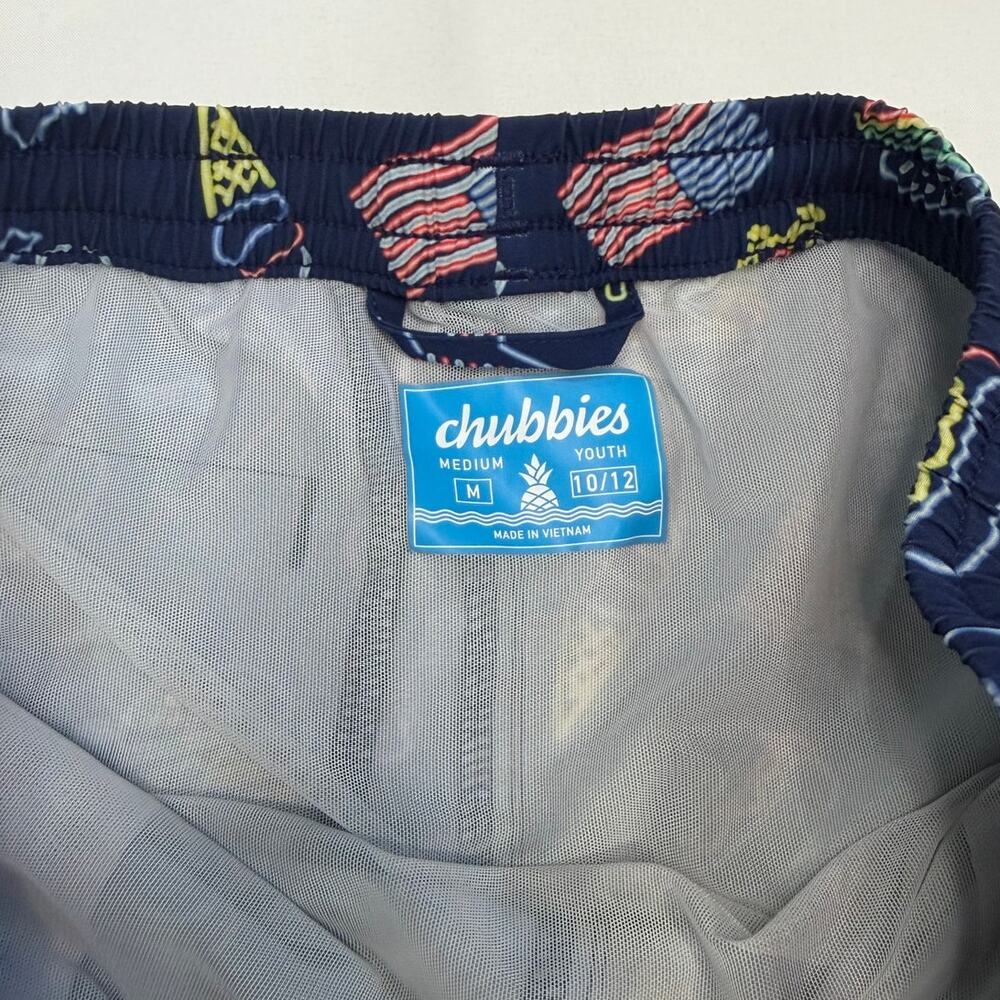 Chubbies Kids Swim Trunks Youth M 10/12 Patriotic Lights USA Print Lined Shorts - Picture 4 of 6